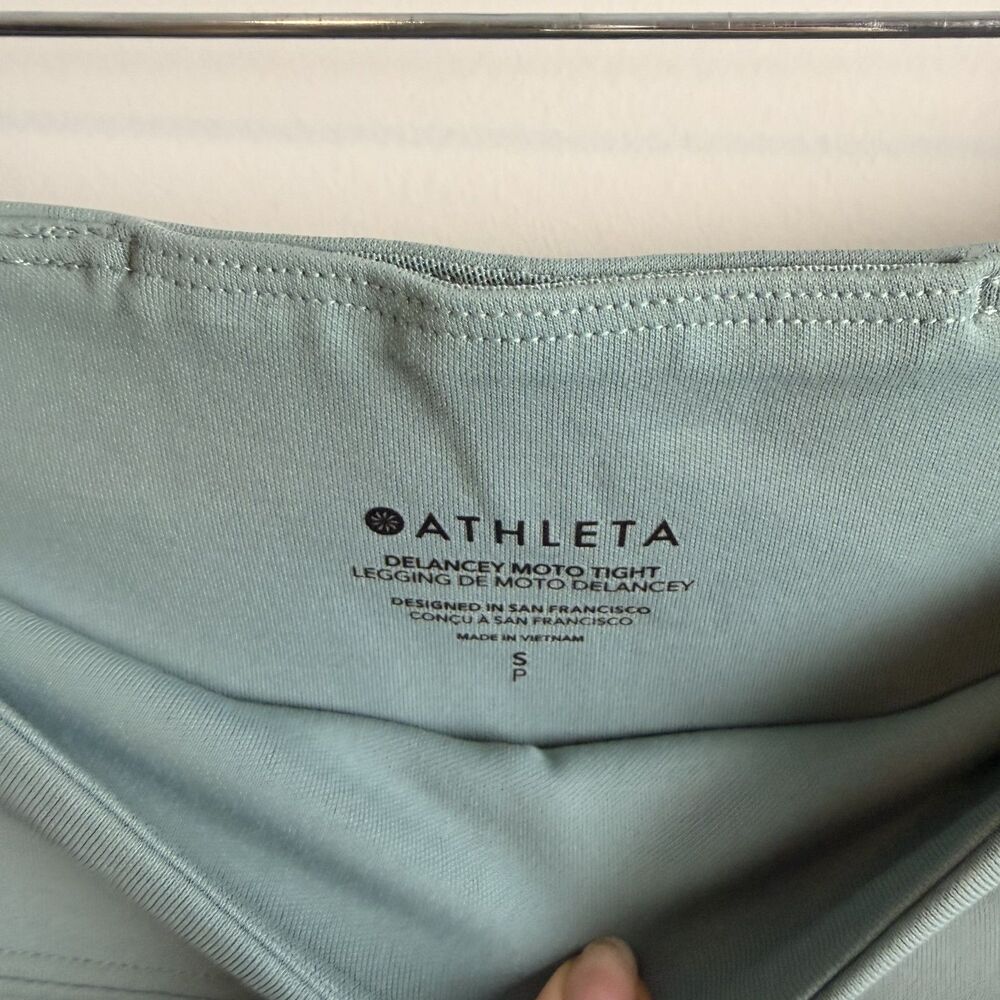 Athleta Delancey Moto Tight Leggings Women Small Green High Rise Zip Ankle 27” - Picture 4 of 16